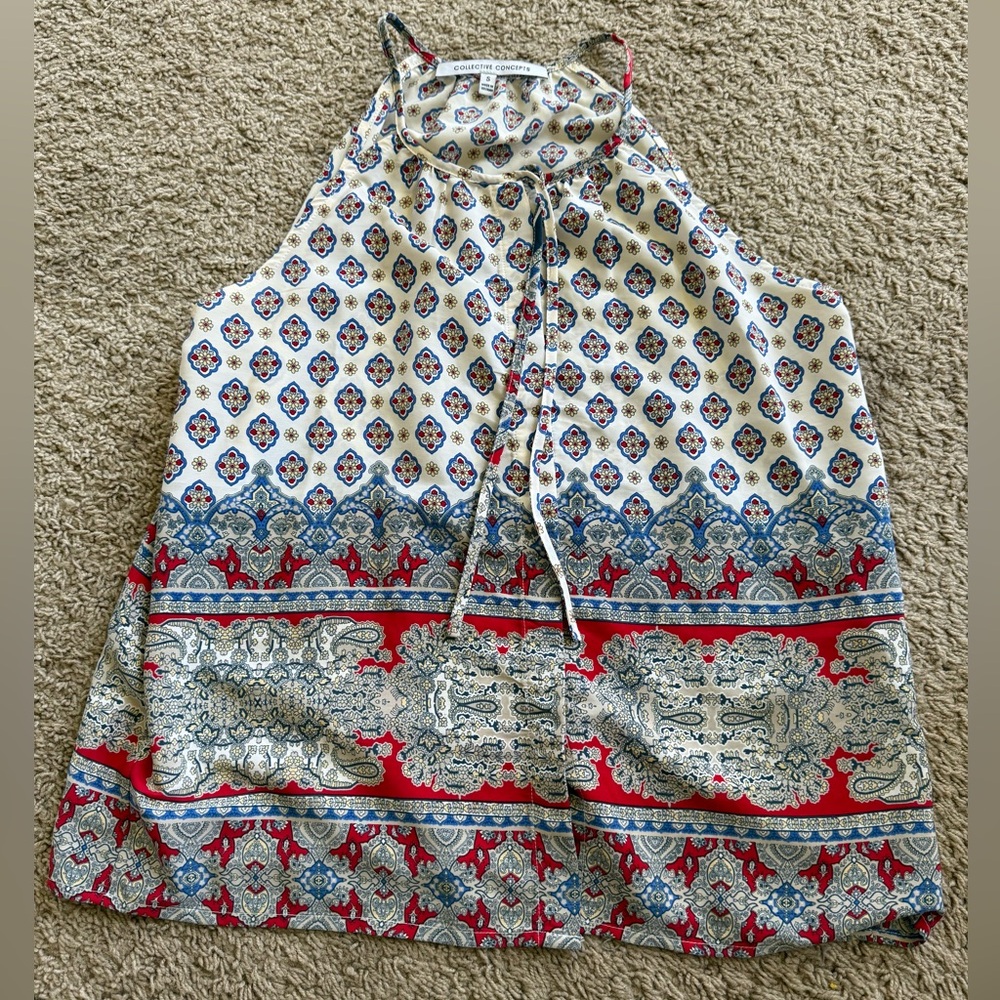 🎀3/$25🎀 Collective Concepts Paisley Halter Top - Red, Blue, Cream size small